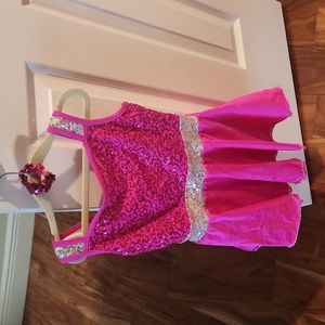Pink and Silver sequin dance recital costume